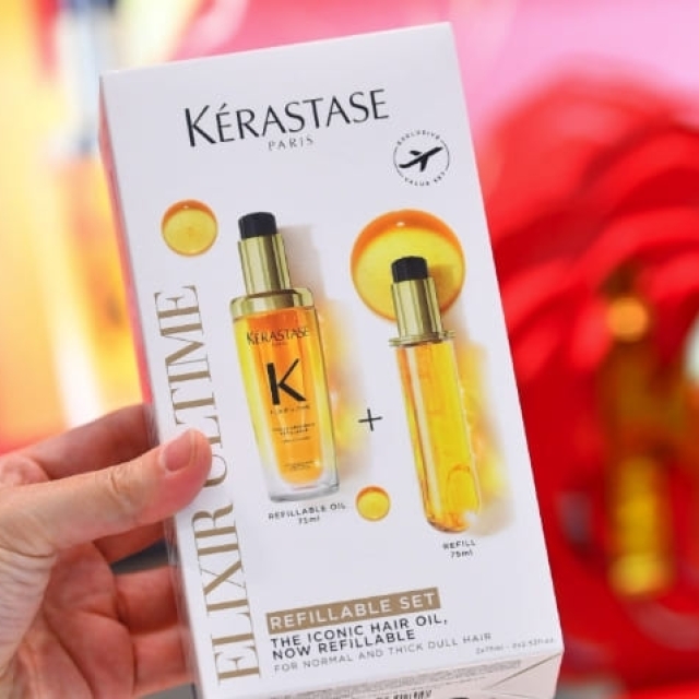Kerastase巴黎卡詩金緻柔馭山茶花鎏光露可替換裝套組（75ml+補充瓶75ml）