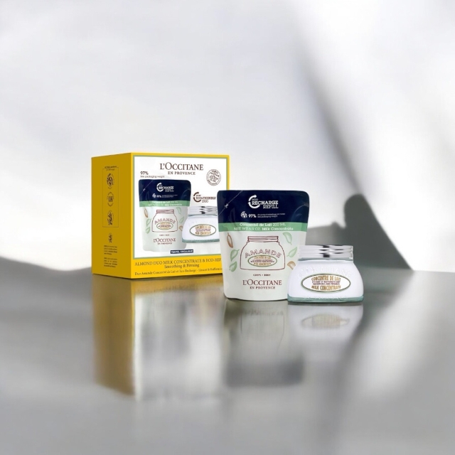  ​​L'occitane歐舒丹杏仁緊膚凝霜組（凝霜200ml+補充包200ml）
