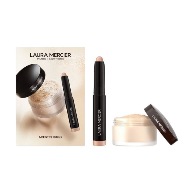 LAURA MERCIER蘿拉蜜思夏日輕盈蜜粉眼妝組(煥顏透明蜜粉9.3g+奢華mini眼彩筆1g)