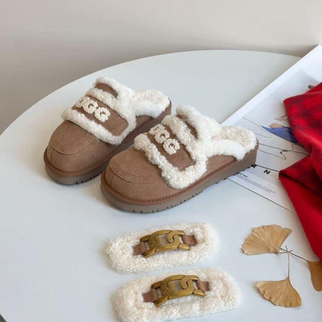 UGG AUSPECIAL Muffin wool silpper羊羔毛拖鞋（栗子色）（鞋高2cm）