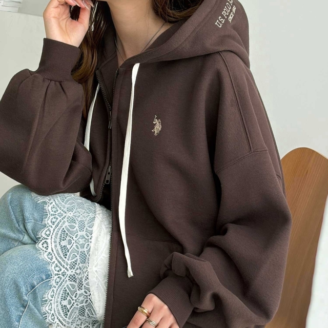 GeeRA x U.S. POLO ASSN. 日本限定 刺繡連帽外套-棕