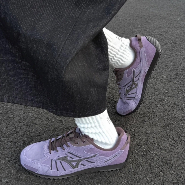 Mizuno LG 60s TL 復古老錢風麂皮運動鞋-暮山紫