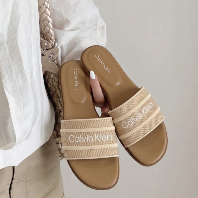 Calvin Klein Kendell Sandals 編織鞋涼鞋拖鞋-奶茶