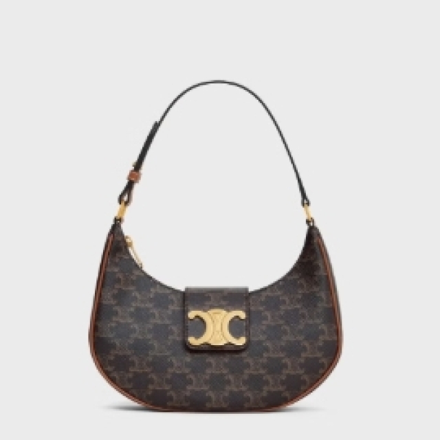 【精品】CELINE AVA TRIOMPHE 標誌印花牛皮腋下包