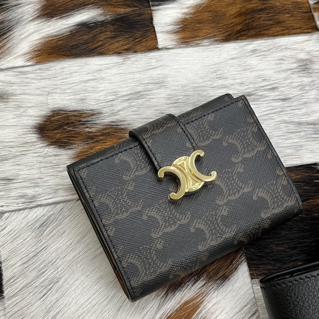 【精品】CELINE NINO細搭帶錢包-老花
