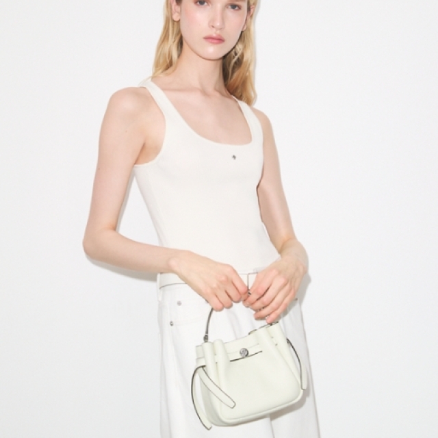 【精品】 Tory Burch ROMY 迷你水桶包-白