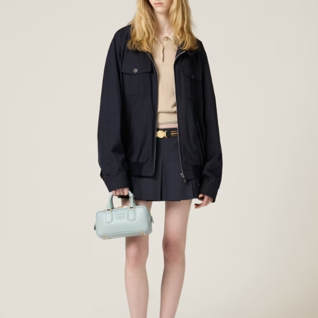 【精品】 MIU MIU Arcadie Leather Bag 藍湖