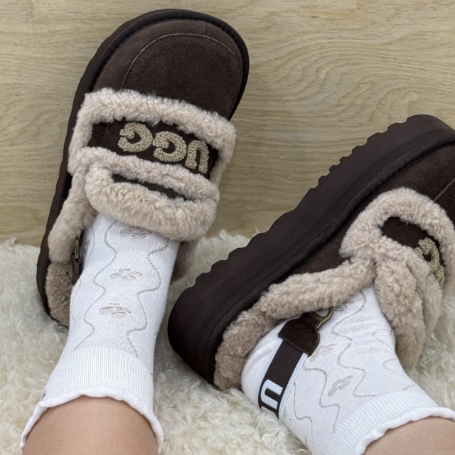 UGG OZLANA毛絨厚底兩穿鞋#CHOCOLATE（OZ3009）