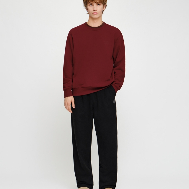 【韓國】MARITHÉ SMALL CLASSIC LOGO OVERSIZED SWEATSHIRT 小LOGO刷毛寬鬆大學T-酒紅色