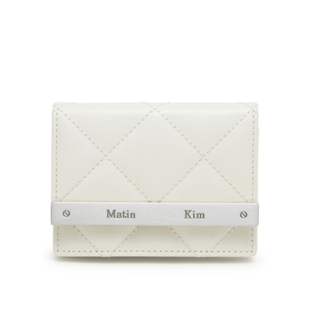 【韓國】MATIN KIM 菱格紋絎縫短夾 PUFF QUILT WALLET-白色(MK2611WL004MIV)