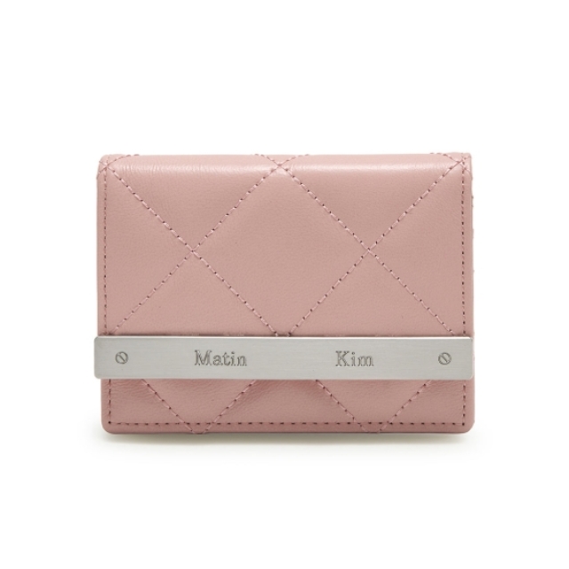 【韓國】MATIN KIM 菱格紋絎縫短夾 PUFF QUILT WALLET-粉色(MK2611WL004MPK)