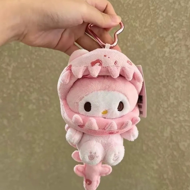 【潮流】正版授權 Sanrio x E-Strong 三麗鷗 恐龍造型可拆毛絨吊飾-美樂蒂
