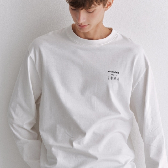 【韓國】Marie Claire Logo長袖T Origin Logo Long Sleeve (UNI)-白色