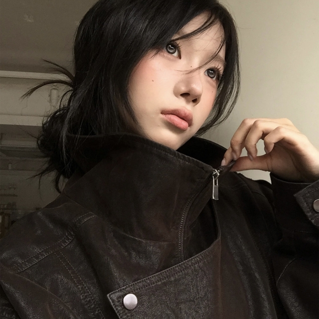 【潮流】MODIMOOD MOMU 仿舊麂皮斜片領夾克-深棕