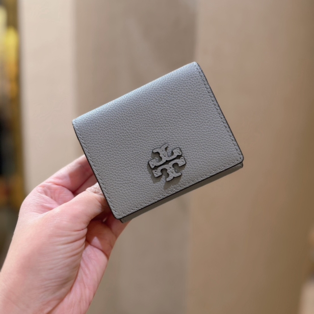【精品】TORY BURCH Thea 雙T Logo 短夾｜雲霧灰-(169967)