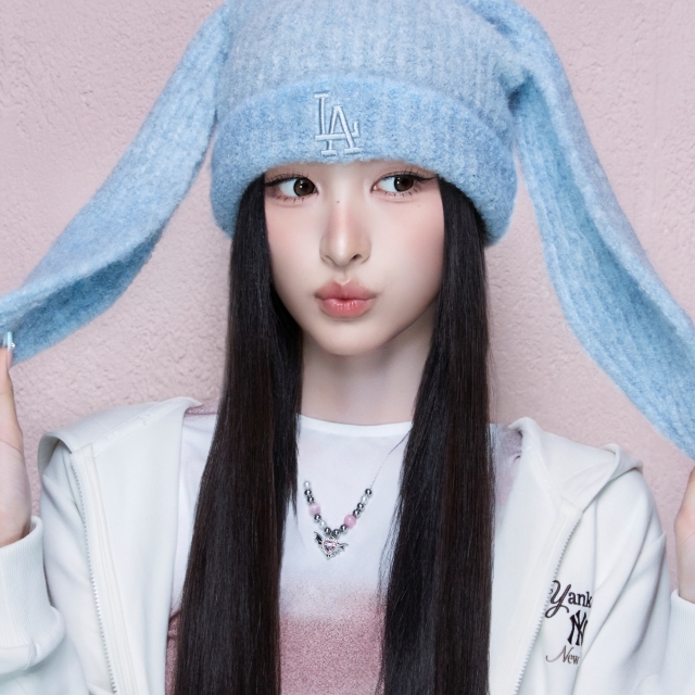 【韓國】MLB 兔耳毛帽 Bunny Beanie-天空藍(3ABNB0766-07LBS)
