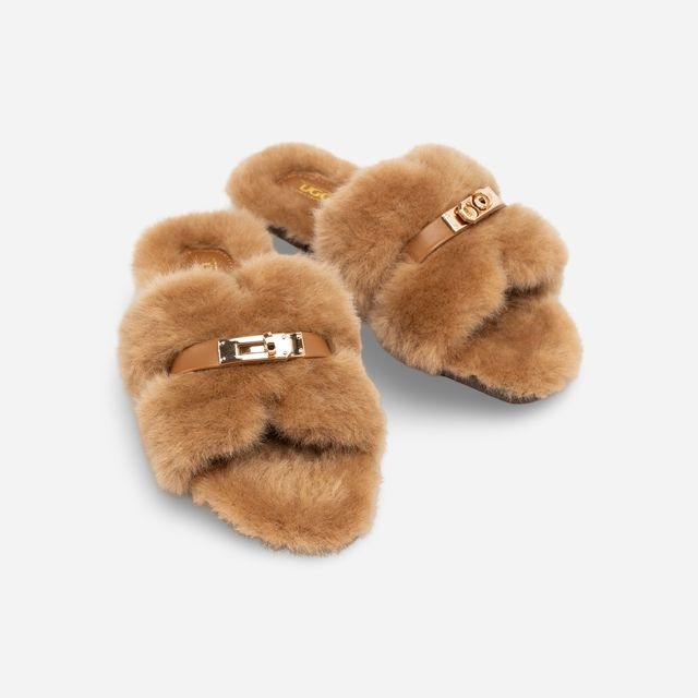 OZWEAR UGG扣環羊毛拖鞋（OB1074）#CHESTNUT