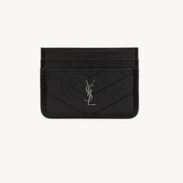 【精品】YSL NIKI 復古皺紋皮革卡片夾-黑色(8728200EN041000)
