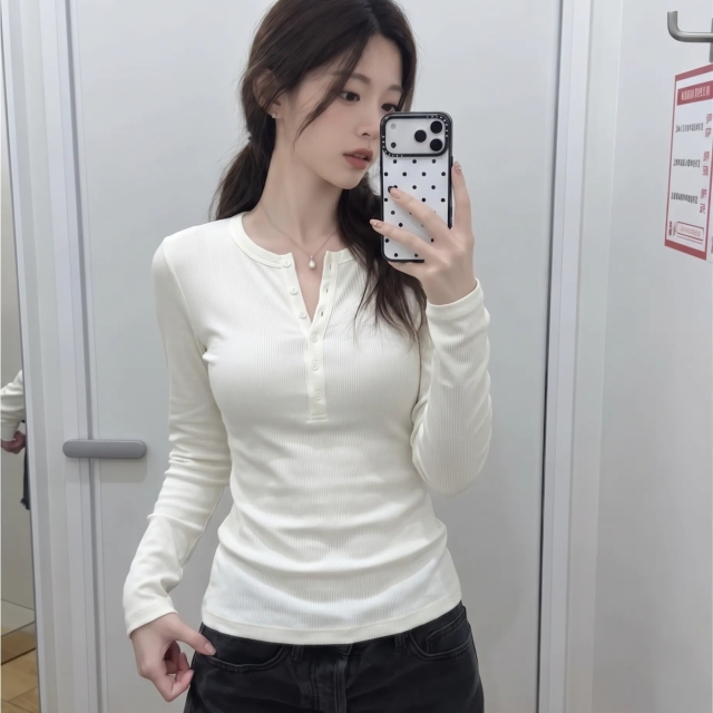 【潮流】Uniqlo HEATTECH 極暖 喀什米爾混紡 羅紋亨利領發熱衣-白色(491270)
