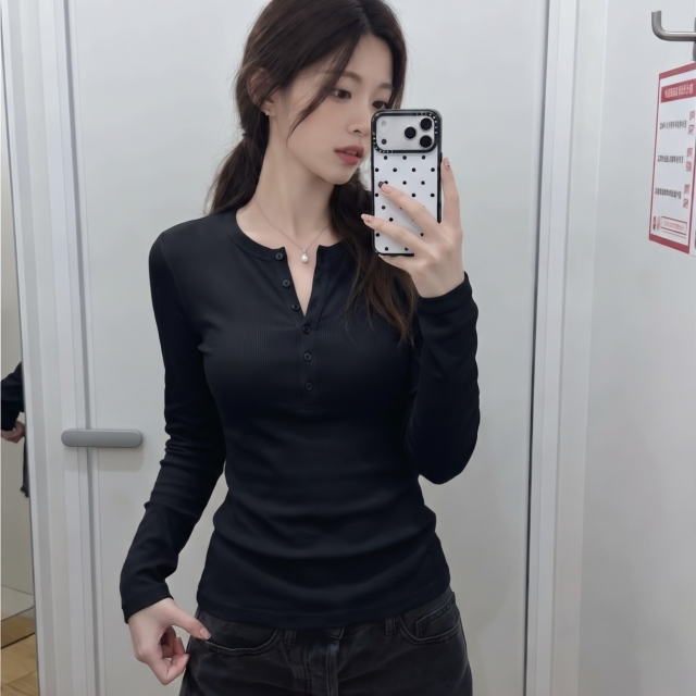 【潮流】Uniqlo HEATTECH 極暖 喀什米爾混紡 羅紋亨利領發熱衣-黑色(491270)
