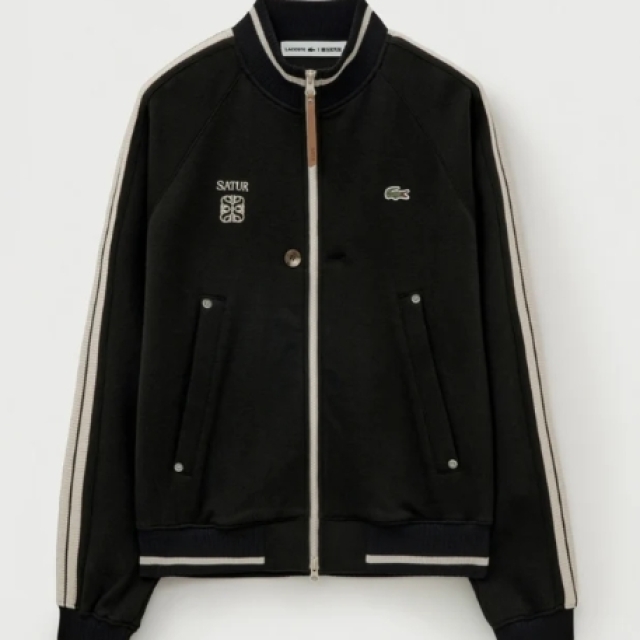 【韓國】SATUR X Lacoste Lawton Track Zip-up 聯名立領運動外套-黑色(SA254UTJ07)
