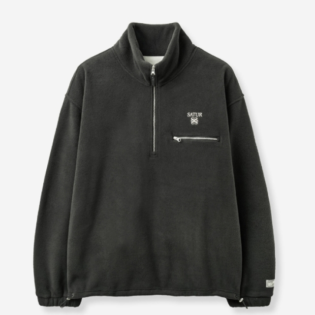 【韓國】 SATUR Fleece Half Zip-up 韓系刷毛半拉鍊上衣-炭灰色(SA263UTM10CCL0)